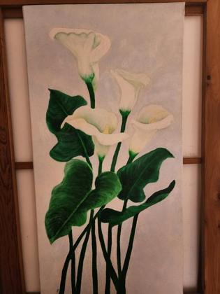 Painting by Vallery Bowyer: arum lilies